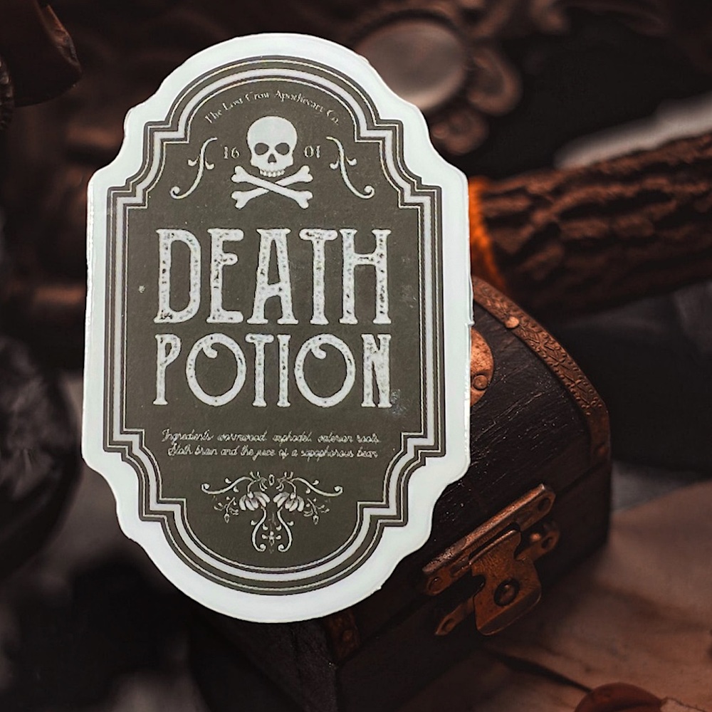Death Potion Witchy Sorceress Supreme Potion B0ttle Label Sticker